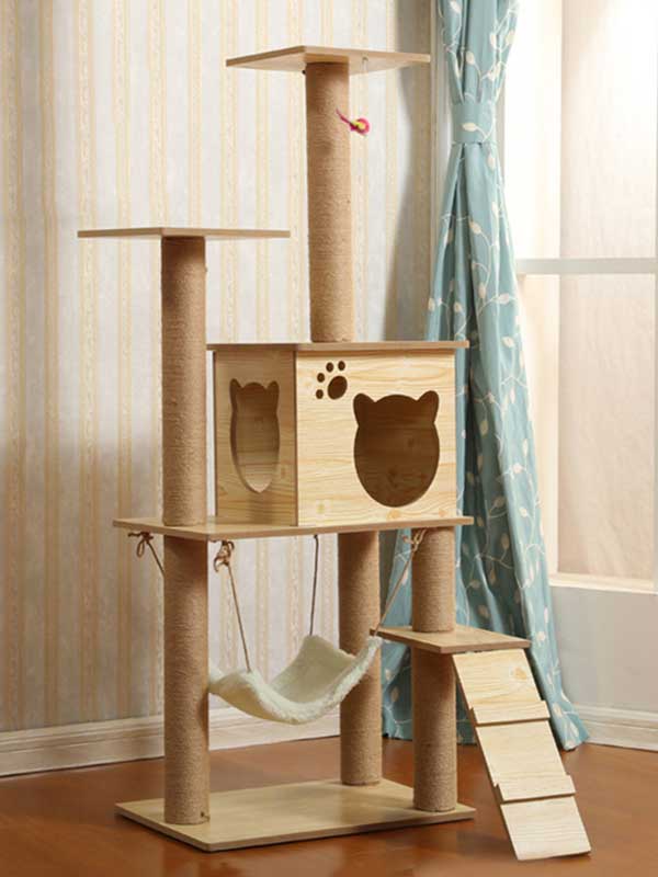 Novo produto por atacado de madeira maciça para gatos, árvore de estimação, estrutura de escalada para gatos 06-1154 www.gmtpet.net