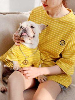Pet Factory OEM оптовая продажа летняя толстовка с капюшоном для собак корейская версия щенок родитель-ребенок Тедди полосатая хлопковая футболка 06-0291 www.gmtpet.net
