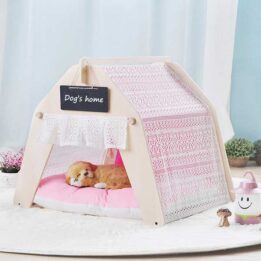 Indoor Portable Lace Tent: Pink Lace Teepee Small Animal Dog House Tent 06-0959 www.gmtpet.net