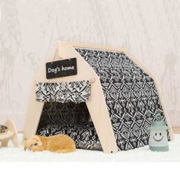 Waterproof Dog Tent: OEM 100% Cotton Canvas Pet Teepee Tent Colorful Wave Collapsible 06-0963 www.gmtpet.net
