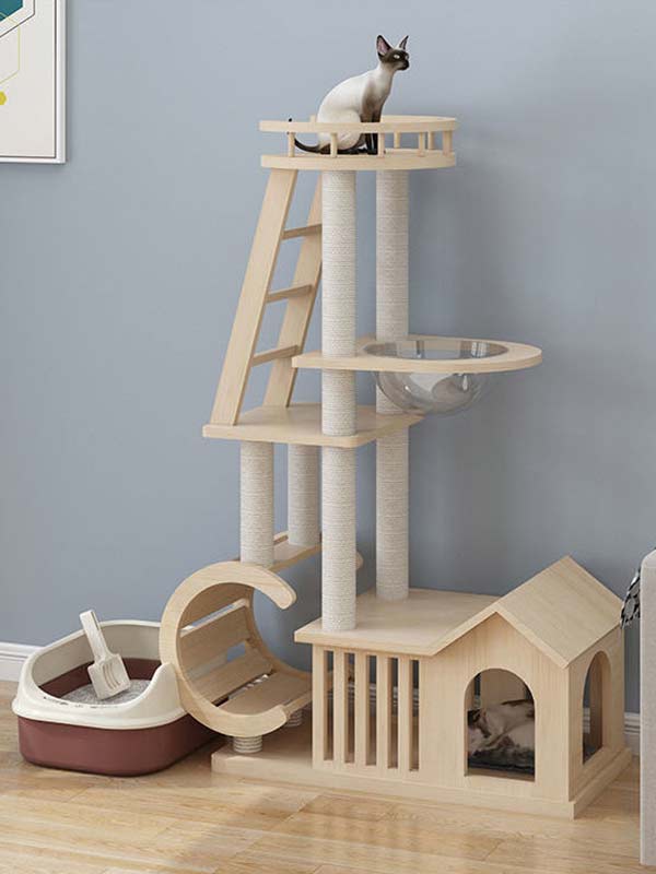 Condomínios para gatos por atacado | Torre Cat OEM | Árvore de gato legal de madeira maciça 105-216 www.gmtpet.net