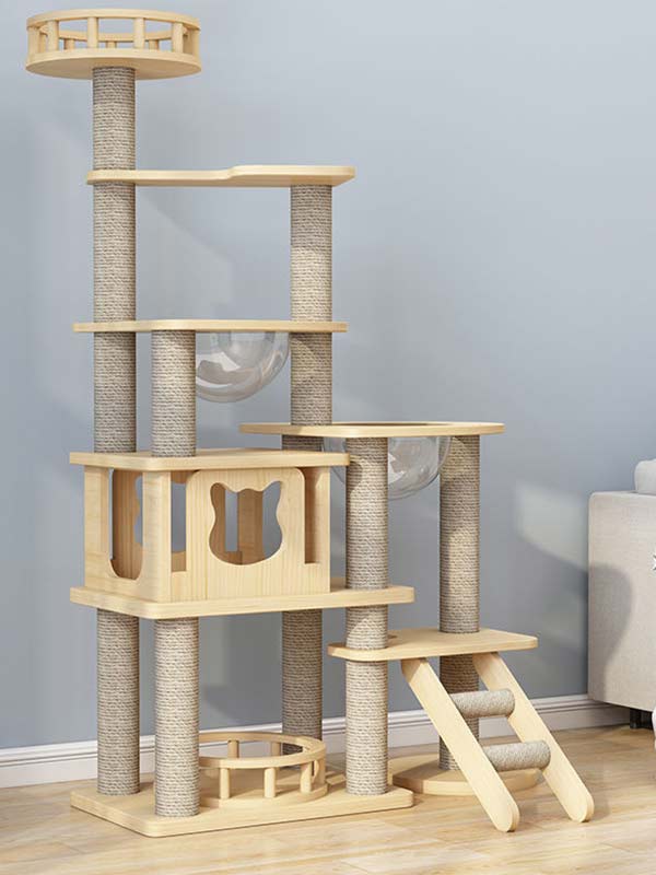 atacado-pinho-madeira maciça-placa multicamadas-cat-tree-cat-tower-cat-escalada-frame-105-217 www.gmtpet.net