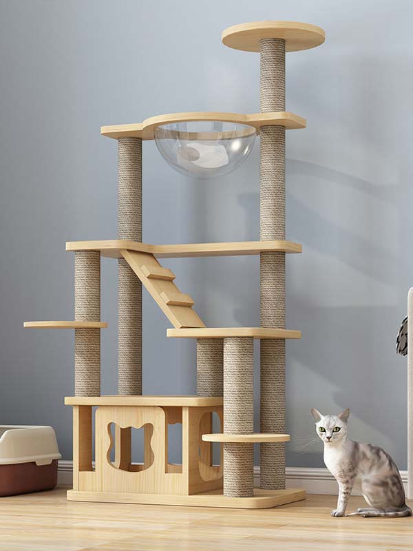 atacado-pinho-madeira maciça-placa multicamadas-gato-árvore-torre-gato-quadro de escalada para gatos-105-219 www.gmtpet.net