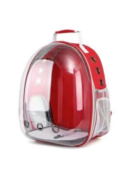 Transparent red pet cat backpack with side opening 103-45052 www.gmtpet.net