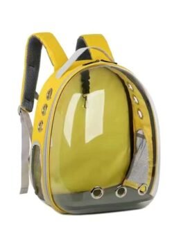 Transparent yellow pet cat backpack with side opening 103-45056 www.gmtpet.net