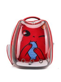 Red Transparent Breathable Cat Backpack Pet Bag 103-45079 www.gmtpet.net